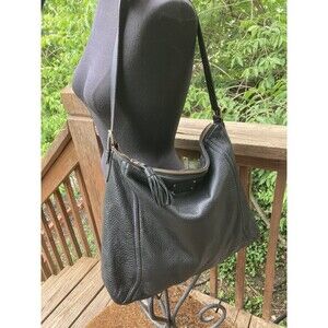 KATE SPADE SOFT Pebble LEATHER SHOULDER TRAVEL BAG Purse Tote LARGE Black Tassel